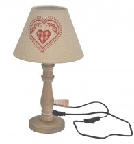 LAMPA Z DREWNIAN PODSTAW I PCIENNYM ABAUREM, CZERWONE SERCE, CA-N20; MON DG6426