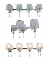 LAMPA WISZACA Z KRYSZTAKAMI x8 KLOSZY, SREBRNA; LAMP UR 820-8