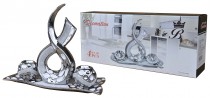 COM17B172WS KPL/4 PATERA FIGURA I ŚWIECZNIKI- DEKORACJA BIEL + SREBRO