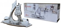 COM 17B109CWS KPL/4 PATERA FIGURA I 2 ŚWIECZNIKI DEKORACJA BIEL + SREBRO